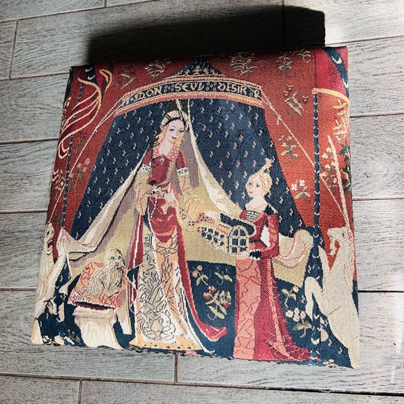 Medieval Tapestry Footstool - Picture 1 of 10